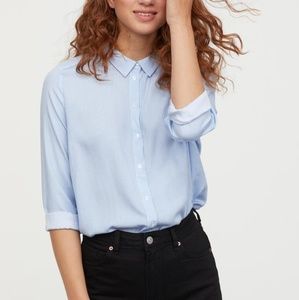 NWT Blue and White Striped Viscose Top